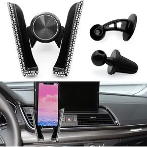 NTNEV Bling Car Phone Holder, Universal 360° Adjustable, Crystal Auto Car Stand Phone Holder Accessories, Suitable for Women Car Interior Air Conditioning Outlet and Dashboard (Red)