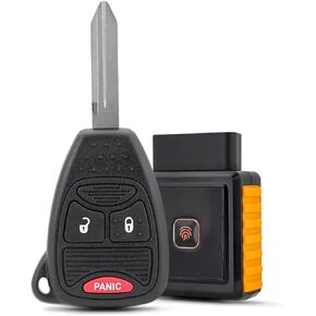 3 Buttons Key Fob Replacement Remote Key Kit for 2007 2008 2009 Dodge Ram Dakota Magnum Durango Nitro Avenger Caliber Jeep Wrangler Patriot Grand Cherokee Keyless Entry Remote OHT692427AA