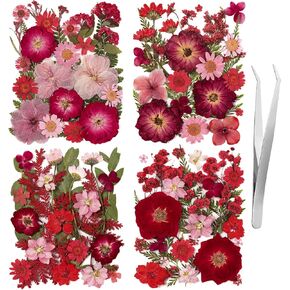 78 Pcs Fall Dried Pressed Flowers with Tweezer, Fall Themed Real Dried Flowers Leaves for DIY Crafts Resin Molds, Yellow Orange Dried Flowers for Autumn Halloween Thanksgiving Decorations