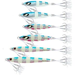 OCEAN CAT Jig 6 Pcs Combo Slow Pitch Jigs Fishing Lures Vertical Jigs Flat Fall Jigging