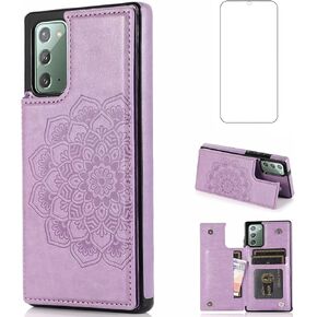 Asuwish Phone Case for Samsung Galaxy Note 20 Glaxay Note20 5G with Screen Protector and Wallet Cover Leather Credit Card Holder Stand Cell Accessories Gaxaly Notes 20s Twenty Not S20 Women Men Purple