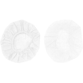 Tvoip 100Pcs White Non-Woven Sanitary Headphone Ear Cover, Disposable Super Stretch Covers Washable, for Most On Ear Headphones Earpads (6.5 cm/ 2.6 Inch)