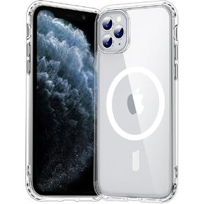 Temdan for iPhone 11 Pro Max Case Clear, [Compatible with Magsafe][Anti-Yellowing][Military-Grade Protection] Shockproof Slim Phone Case for iPhone 11 Pro Max 6.5 inch, Clear
