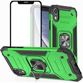 حافظة هاتف HNHYGETE لهاتف iPhone XR مع واقي شاشة: (شديدة التحمل) من الدرجة العسكرية قابلة للدوران 360 درجة حافظة مقاومة للصدمات لهاتف iPhone XR (أخضر) in Kuwait