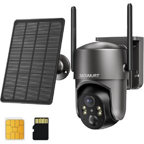 4G LTE Cellular Security Camera No Internet Needed, No WiFi Security Camera Wireless Outdoor Solar Powered, 2K Color Night Version, 360 Live View, Motion Detection, 2-Way Audio, Jobsite Camera