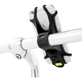 Bone Bike Tie 1, Bike Cell Phone Mount for Handlebar, Scratch-Free Silicone Holder & Quick Setup, Universal Cycling Phone Holder Compatible with Most Smartphones (Black - Handlebar)