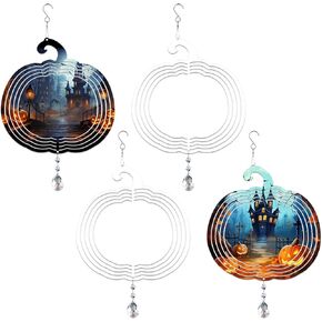 Sublimation Wind Spinner Blanks 4 Pack Wind Spinners Sublimation Blanks Hanging Wind Spinner 3D Metal Aluminum Kinetic Sculpture for Yard Garden Indoor Outdoor Porch Decoration(Palms)