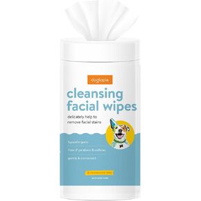 Cleansing Facial Wipes for Pets | Convenient Face Cleaning Wipes (60 Count) for Dogs and Cats | Hypoallergenic, Fragrance-Free, Remove Eye Discharge and Tear Stains