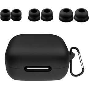 Compatible with Anker Soundcore P30i Case Ear Tips Kit, Silicone Shockproof Skin with Keychain and 3 Pairs Double Flange Eartips Set Comopatible with Soundcore P30i Black