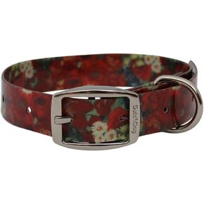 DutchDog Amsterdam Waterproof Dog Collar Van Gogh Red Poppies 13-19", Red/Yellow