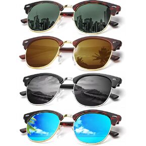 KALIYADI Sunglasses Men Polarized Sunglasses for Men Women Unisex Semi-Rimless Frame Retro Driving Sun Glasses UV Blocking