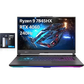 ASUS ROG Strix G17 17.3" QHD 240Hz Gaming Laptop, AMD Ryzen 9-7845HX, 64GB DDR5, 4TB PCIe SSD, GeForce RTX 4060, Backlit Keyboard, HD Webcam, Wi-Fi 6E, Win 11 Home, Gray, 128GB Hotface Extension Set