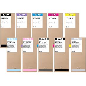 T770 770 P700 Ink Cartridges 10PK Set Replacement for T770020 T770120 T770220 T770320 T770420 T770520 T770620 T770720 T770820 T770920 Ink Compatible with SureColor P700 Inkjet Printer Ink