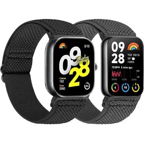 Tiptops Bands Compatible with Redmi Watch 4 / Xiaomi Mi Smart Band 8 Pro Strap for Women Men, 2 Pack Soft Elastic Nylon Replacement Wristbands For Xiaomi Mi Smart Band 8 Pro Bracelet