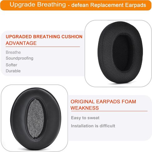 Ear Pads Compatible with Sennheiser HD 4.50BT, HD 4.50, HD 4.50BTNC, HD 4.50SE, HD 4.40BT, HD 4.30G, HD 4.20S, HD 458BT, HD 450, HD 450BT, HD 400S, HD 350BT Headset (Black Breathable Fabric) in Kuwait