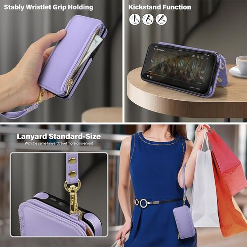 Antsturdy 2 في 1 حافظة محفظة قابلة للفصل لهاتف iPhone 15 Pro Max مع Magsafe، حافظة RFID للشحن اللاسلكي المغناطيسي من جلد البولي يوريثان، حافظة هاتف بغطاء قلاب وحزام معصم للنساء والرجال، أرجواني فاتح in Saudi Arabia