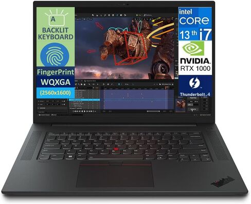 محطة عمل Lenovo ThinkPad P1 Gen 6 المحمولة 16.0 بوصة 165 هرتز IPS WQXGA شاشة (Intel i7-13800H vPro، RTX A1000 6GB، 32GB DDR5، 1TB PCIe SSD، Backlit KB، بصمة الإصبع، 2 Thunderbolt 4، Win 11 Pro) in Saudi Arabia