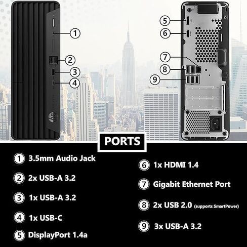 كمبيوتر مكتبي للأعمال HP ProDesk 400 G9، معالج Intel i3-13100 (Beats i5-11500)، ذاكرة الوصول العشوائي 32 جيجابايت، 2 تيرابايت PCIe SSD، Wi-Fi، HDMI، RJ-45، دعم عرض مزدوج 4K، USB-C، لوحة مفاتيح وماوس، Windows 11 برو in Saudi Arabia