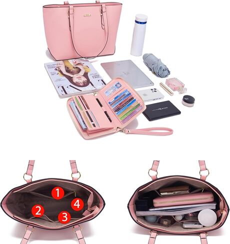Purses And Wallets Set For Women Work Tote Satchel Handbags Shoulder Bag Top Handle Totes Purse With Matching Wallet in Saudi Arabia