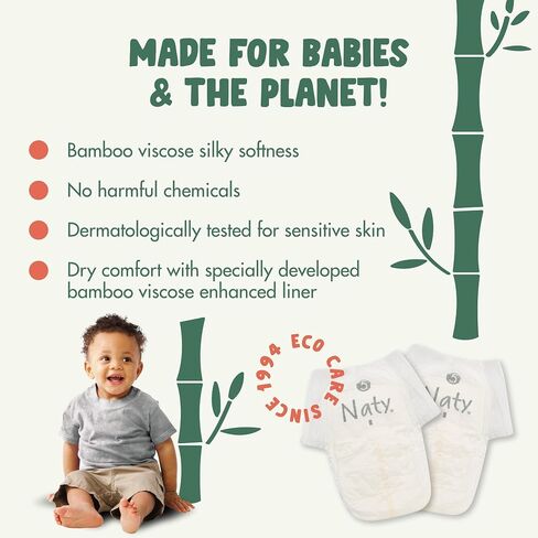 Naty Bamboo Viscose Training Pants – Potty training underwear, Pull ups, Eco-Friendly, Silky Soft, Hypoallergenic, for Sensitive Skin & Super Absorbent (Size 7, 64 Count) in Saudi Arabia