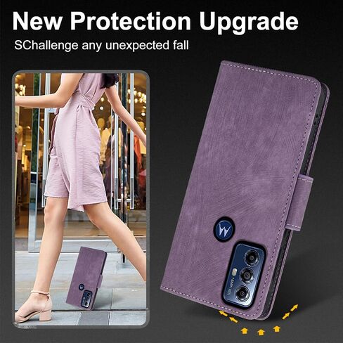 Asuwish Phone Case for Motorola Moto G Pure 2021 Wallet Cover with Tempered Glass Screen Protector Flip Wrist Strap Credit Card Holder Slot Stand Cell MotoGPure MotoG GPure XT2163DL 6.5 Women Purple in Saudi Arabia