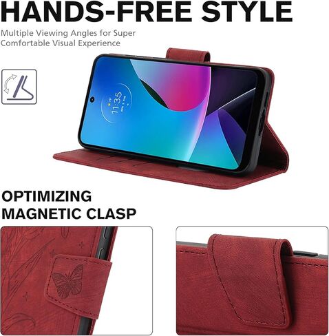 Asuwish Phone Case for Motorola Moto G Pure 2021 Wallet Cover with Tempered Glass Screen Protector Flip Wrist Strap Credit Card Holder Slot Stand Cell MotoGPure MotoG GPure XT2163DL 6.5 Women Purple in Saudi Arabia