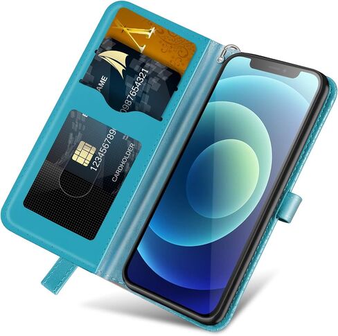 Case for iPhone 16 Pro Wallet Case, iPhone 16 Pro Case Leather with Strap Card Holder Magnetic Kickstand Shockproof Protective Case for iPhone 16 Pro 6.3 inch Life Tree Blue in Saudi Arabia