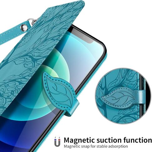 Case for iPhone 16 Pro Wallet Case, iPhone 16 Pro Case Leather with Strap Card Holder Magnetic Kickstand Shockproof Protective Case for iPhone 16 Pro 6.3 inch Life Tree Blue in Saudi Arabia
