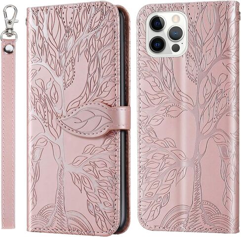 Case for iPhone 16 Pro Wallet Case, iPhone 16 Pro Case Leather with Strap Card Holder Magnetic Kickstand Shockproof Protective Case for iPhone 16 Pro 6.3 inch Life Tree Blue in Saudi Arabia