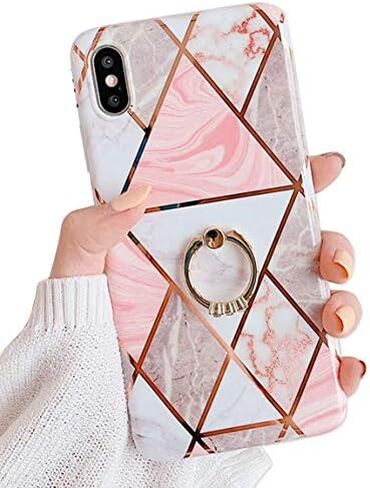 Qokey Compatible with iPhone XS Max Case,Flower Case Cute Fashion for Men Women Girls with 360 Degree Rotating Ring Kickstand Soft TPU Shockproof Cover Designed for iPhone XS Max 6.5 Inch Brown Floral in Saudi Arabia