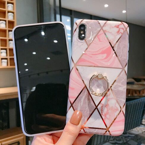 Qokey Compatible with iPhone XS Max Case,Flower Case Cute Fashion for Men Women Girls with 360 Degree Rotating Ring Kickstand Soft TPU Shockproof Cover Designed for iPhone XS Max 6.5 Inch Brown Floral in Saudi Arabia