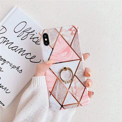 Qokey Compatible with iPhone XS Max Case,Flower Case Cute Fashion for Men Women Girls with 360 Degree Rotating Ring Kickstand Soft TPU Shockproof Cover Designed for iPhone XS Max 6.5 Inch Brown Floral in Saudi Arabia