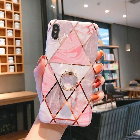 Qokey Compatible with iPhone XS Max Case,Flower Case Cute Fashion for Men Women Girls with 360 Degree Rotating Ring Kickstand Soft TPU Shockproof Cover Designed for iPhone XS Max 6.5 Inch Brown Floral in Saudi Arabia