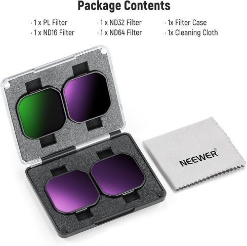 NEEWER 4 Pack ND Polarizer Filter Set Compatible with Insta360 Ace Pro 2, PL/ND16/ND32/ND64 Neutral Density and Polarizer Polarizing Filter Kit Snap On Action Camera Accessories, FL90 in Saudi Arabia