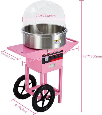 Electric Cotton Candy Machine With Bubble Cover - 1000W Commercial Floss Maker, Stainless Steel Bowl, Sugar Scoop, Drawer, Pink, Ideal for Home & Parties,Pink(with cover) in Saudi Arabia