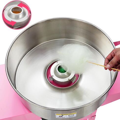 Electric Cotton Candy Machine With Bubble Cover - 1000W Commercial Floss Maker, Stainless Steel Bowl, Sugar Scoop, Drawer, Pink, Ideal for Home & Parties,Pink(with cover) in Saudi Arabia