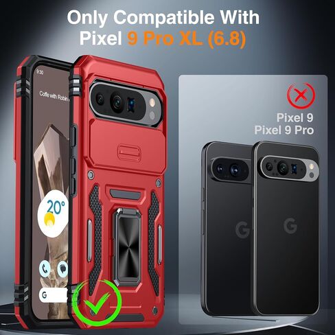 ANTSHARE for Google Pixel 9 Pro XL Case (2024), Pixel 9 Pro XL Case with [Slide Camera Protector] [360° Rotatable Kickstand] Military Grade Shockproof Case for Pixel 9 Pro XL 6.8’’- Black in Saudi Arabia