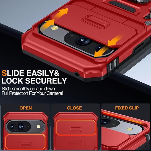 ANTSHARE for Google Pixel 9 Pro XL Case (2024), Pixel 9 Pro XL Case with [Slide Camera Protector] [360° Rotatable Kickstand] Military Grade Shockproof Case for Pixel 9 Pro XL 6.8’’- Black in Saudi Arabia