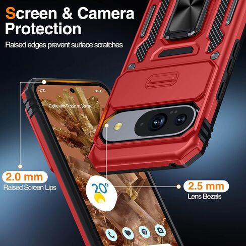 ANTSHARE for Google Pixel 9 Pro XL Case (2024), Pixel 9 Pro XL Case with [Slide Camera Protector] [360° Rotatable Kickstand] Military Grade Shockproof Case for Pixel 9 Pro XL 6.8’’- Black in Saudi Arabia