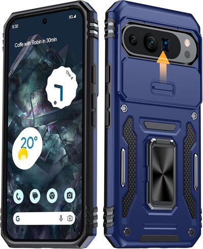 ANTSHARE for Google Pixel 9 Pro XL Case (2024), Pixel 9 Pro XL Case with [Slide Camera Protector] [360° Rotatable Kickstand] Military Grade Shockproof Case for Pixel 9 Pro XL 6.8’’- Black in Saudi Arabia