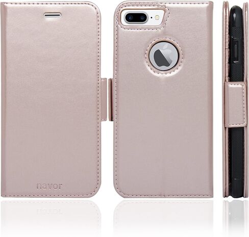 حافظة Navor المغناطيسية القابلة للفصل حماية RFID، فتحة الشعار، متوافقة مع iPhone 7 Plus [سلسلة Vajio] بني (IP7PVJBR) in Kuwait