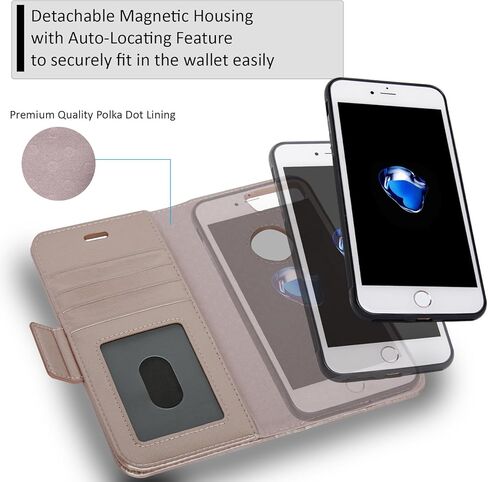 حافظة Navor المغناطيسية القابلة للفصل حماية RFID، فتحة الشعار، متوافقة مع iPhone 7 Plus [سلسلة Vajio] بني (IP7PVJBR) in Kuwait