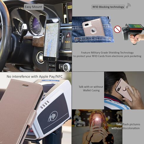 حافظة Navor المغناطيسية القابلة للفصل حماية RFID، فتحة الشعار، متوافقة مع iPhone 7 Plus [سلسلة Vajio] بني (IP7PVJBR) in Kuwait