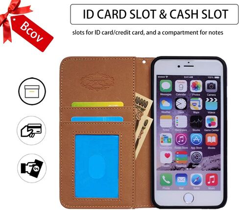 حافظة Bcov لهاتف iPhone SE 2022/iPhone SE 3rd Gen/iPhone SE 2020، حافظة جلدية قابلة للطي ذات ألوان رائعة مع فتحة لبطاقة الائتمان وحامل بطاقة الهوية لهاتف iPhone 7/8/SE 2022 in Kuwait
