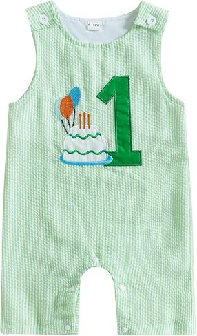 Baby Boy First Birthday Outfit Sleeveless 1st Birthday Romper Jumpsuit One Piece Bodysuit Infant Onesie Clothes in Saudi Arabia