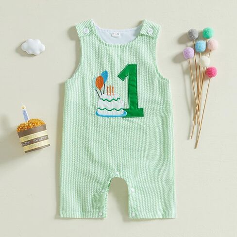 Baby Boy First Birthday Outfit Sleeveless 1st Birthday Romper Jumpsuit One Piece Bodysuit Infant Onesie Clothes in Saudi Arabia