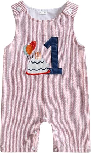Baby Boy First Birthday Outfit Sleeveless 1st Birthday Romper Jumpsuit One Piece Bodysuit Infant Onesie Clothes in Kuwait