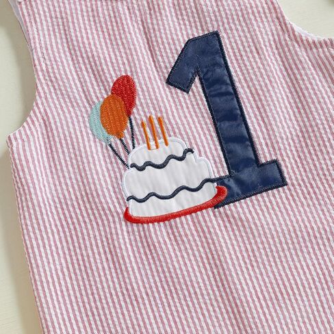 Baby Boy First Birthday Outfit Sleeveless 1st Birthday Romper Jumpsuit One Piece Bodysuit Infant Onesie Clothes in Kuwait
