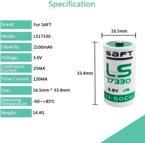 (عبوة من 5) بطارية LS17330 3.6 فولت 2100 مللي أمبير في الساعة لبطارية ليثيوم صناعية بحجم Saft LS 17330 2/3 A in Saudi Arabia