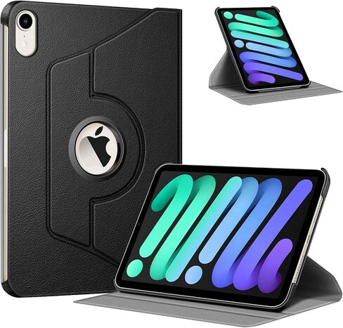 Fintie Slim Rotating Case for iPad Mini 7 (A17 Pro) 2024 / iPad Mini 6 2021-360 Degree Swiveling Stand Protective Back Cover, Auto Wake/Sleep for iPad Mini 7th/6th Generation 8.3 Inch, Black in Saudi Arabia